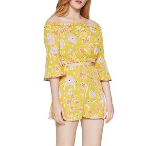 BCBG $58 Yellow Floral High Waisted Shorts